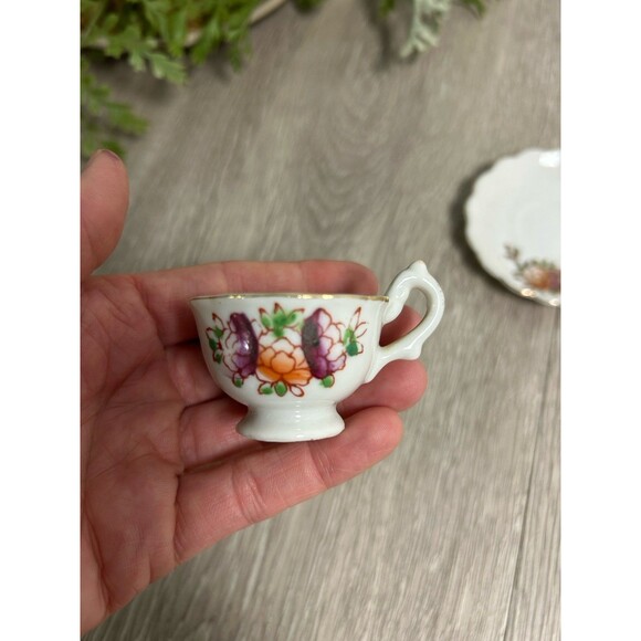Vintage Miniature Tea Cup & Saucer For Doll Play Set Tea Time Tea Party - Picture 3 of 7